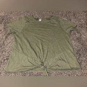 Old Navy Olive Short Sleeve Tee With Tie Design